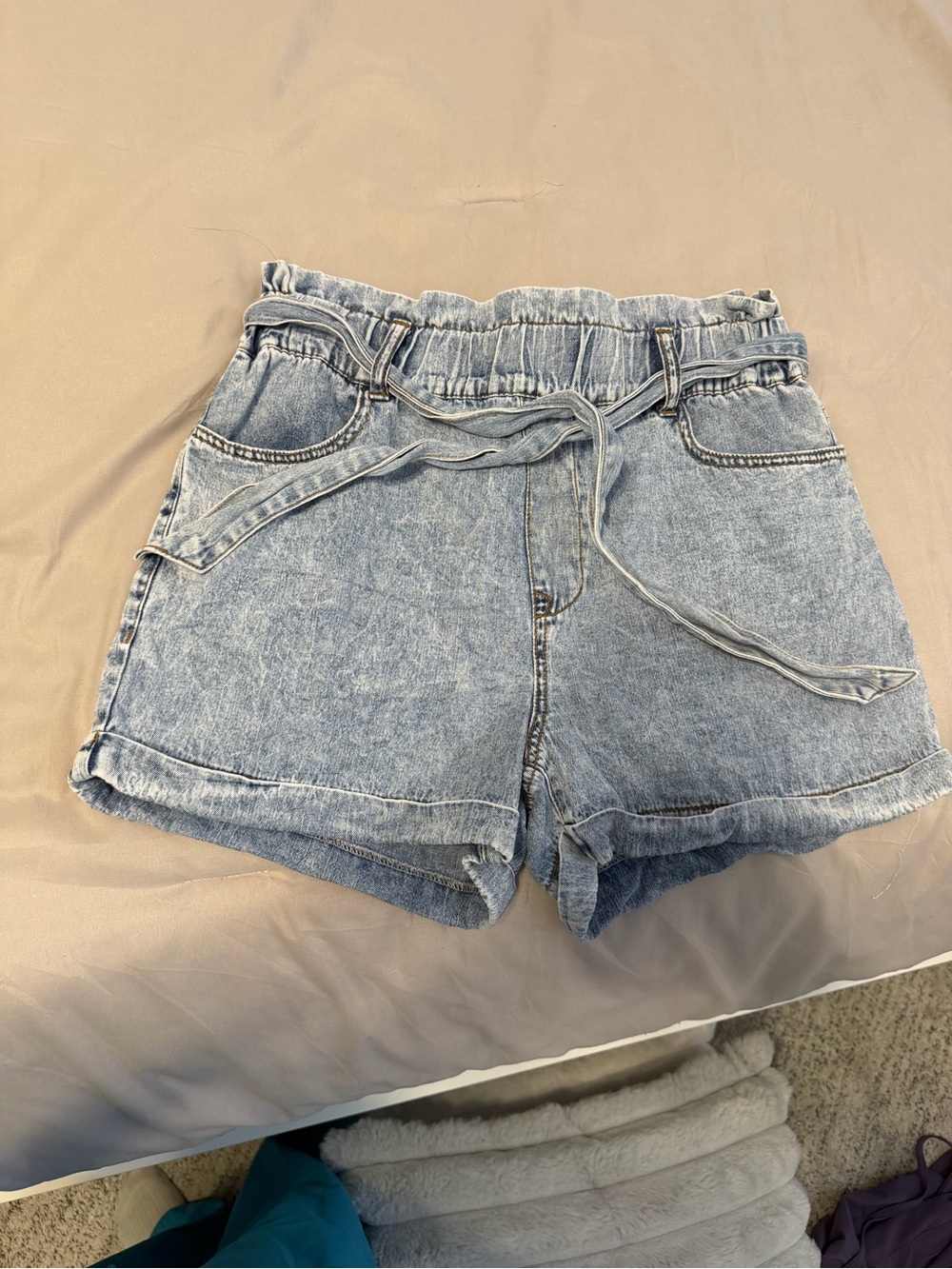 Washed Light Blue Denim Womens Jean shorts